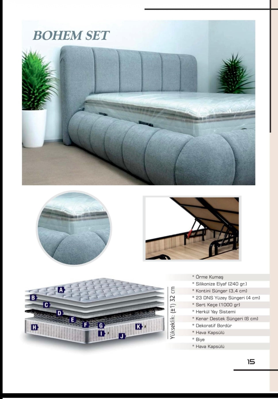 Bohem Bett mit Matratze